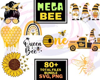 Bi Svg Png-paket, Bi Png-paket, Bi-klippfiler, Honungskaks-svg, Svg-filer för Cricut, Bi-clipart, Honungsbi-svg, Honungs-svg, Drottningbidrottning-svg