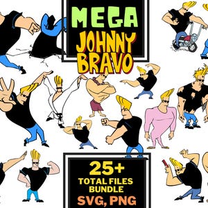Paquete de descarga digital de Johnny Bravo PNG SVG / Clip Art y archivos de imagen / Diseño de camisetas / Paquete de dibujos animados / Invitación de cumpleaños / Bajo el mar