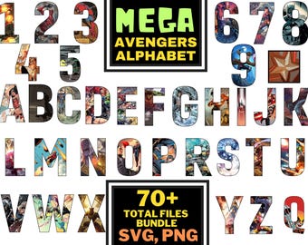 FUENTE AVENGERS SVG, Descarga instantánea, Alfabeto de los Vengadores Svg, Alfabeto de los Vengadores Svg, Letras de los Vengadores Svg, Números de los Vengadores Svg, Fuente Svg, Svg