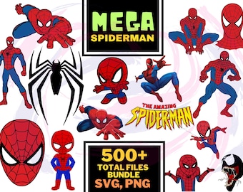 Spiderman Svg Bundle, Spiderman Svg, Spiderman Clipart, Spiderman Silhouette, Superhero Svg, Spiderman Fonts Alphabet Letters Svg Png Bundle