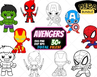 30+ Superheld SVG-Bundle, Avengers SVG-Bundle, Bundle Schicht-Svg, Superheld SVG, Clipart für Cricut, Silhouette, SVG-Datei