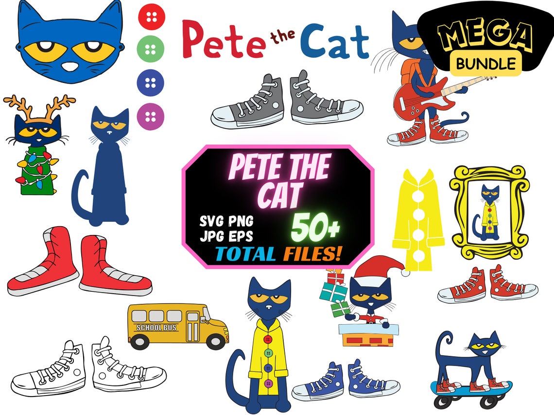 Pete the Cat Svg , Pete the Cat Cricut Vector Bundle , Pete the Cat