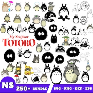 Mijn buurman totoro svg-bundel, Studio ghibli, Japanse anime digitale stickers, Spirited away png, vintage anime, Anime Silhouette, Kawaii Vector