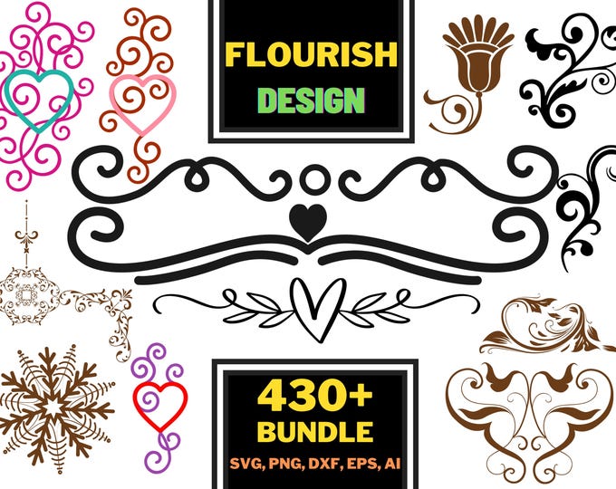 Decorative Lines SVG Bundle, PNG, Floral Ornaments Svg, Floral Svg ...