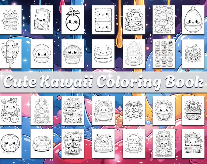 200 Kawaii Coloring Pages for Kids Cute Coloring Page Mega Bundle ...