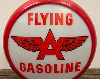 FLYING "A" GASOLINE White Reproduction 13.5" Gas Pump Globe - (Red Body)