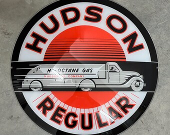 HUDSON GASOLINE Reproduction 13.5" Gas Pump Globe Face / Lens