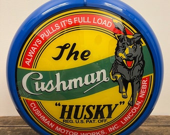 CUSHMAN HUSKY Reproduction 13.5" Gas Pump Globe - (Blue Body)