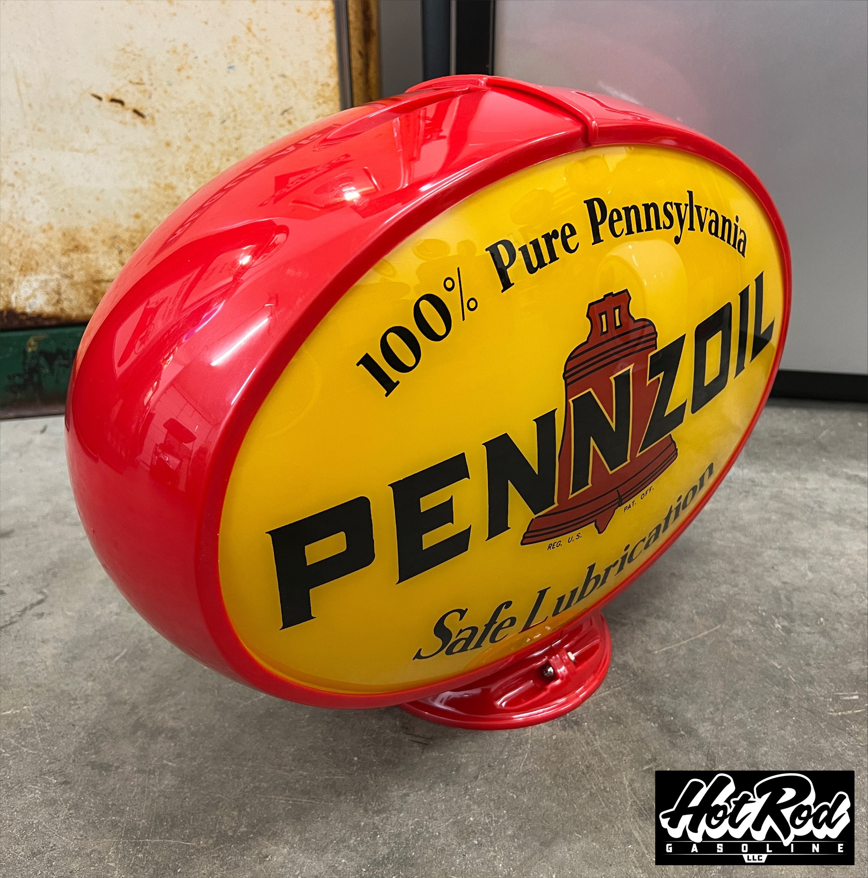 PENNZOIL Reproduction Oval Gas Pump Globe red Body Etsy