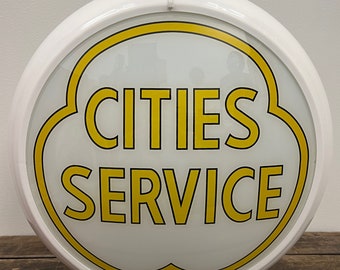 CITIES SERVICE "Yellow" Reproduction 13.5" Gas Pump Globe - (White Body)