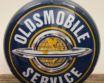 OLDSMOBILE SERVICE Reproduction 13.5" Gas Pump Globe - (Dark Blue Body)