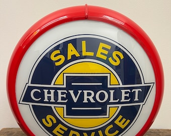 CHEVROLET SALES SERVICE Reproduction 13.5" Gas Pump Globe - (Red Body)