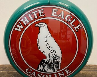 WHITE EAGLE GASOLINE Reproduction 13.5" Gas Pump Globe - (Green Body)