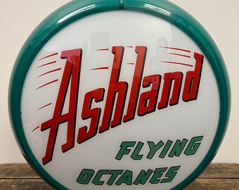 ASHLAND GASOLINE Reproduction 13.5" Gas Pump Globe - (Green Body)