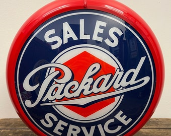 PACKARD SALES SERVICE Reproduction 13.5" Gas Pump Globe - (Red Body)