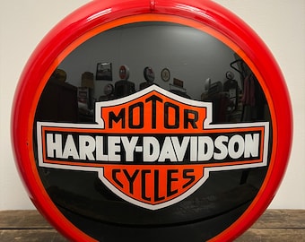 HARLEY DAVIDSON Motorcycle Reproduction 13.5" Gas Pump Globe - (Red Body)