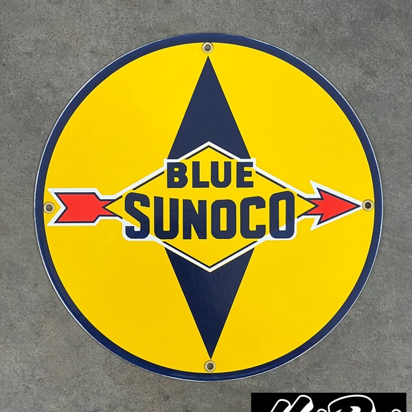 BLUE SUNOCO Porcelain Sign