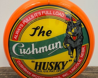 CUSHMAN HUSKY Reproduction 13.5" Gas Pump Globe - (Orange Body)
