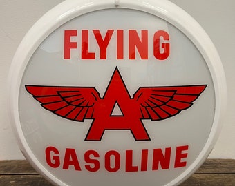 FLYING "A" GASOLINE White Reproduction 13.5" Gas Pump Globe - (White Body)