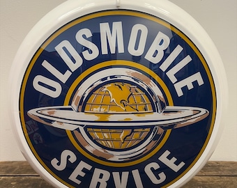 OLDSMOBILE SERVICE Reproduction 13.5" Gas Pump Globe - (White Body)