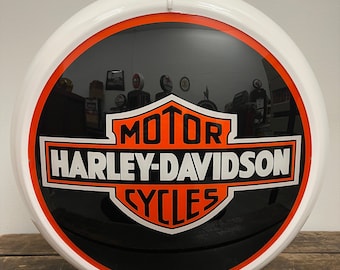 HARLEY DAVIDSON Motorcycle Reproduction 13.5" Gas Pump Globe - (White Body)