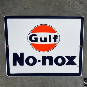 Gulf Motor Oil & Gasoline Thermometer Embossed Metal Sign Man Cave