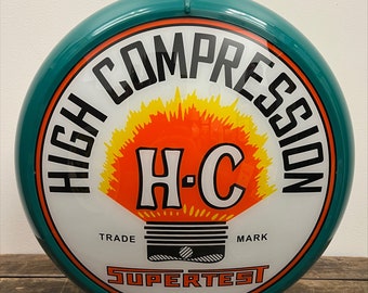 SUPERTEST H-C GASOLINE Reproduction 13.5" Gas Pump Globe - (Green Body)