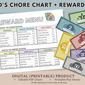 Printable Chore Chart With Play Money Fun and Simple System to ...