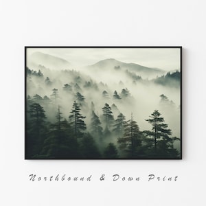 Misty Forest Print | Foggy Nature Poster | Nordic Photography | Misty Forest Photo | Foggy Landscape | Printable Wall Art | Canvas Wall Art