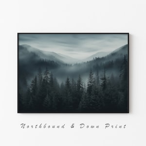 Nebliger Wald Poster | Neblig Natur Poster | Nordische Fotografie | Nebliger Wald Foto | Neblige Landschaft | Druckbare Kunst | Digitaler Download
