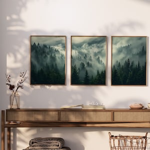 Nebliger Wald Poster | 3er-Set | Nordische Fotografie | Nebliger Wald Foto | Neblige Landschaft | Druckbare Wandkunst | Digitaler Download