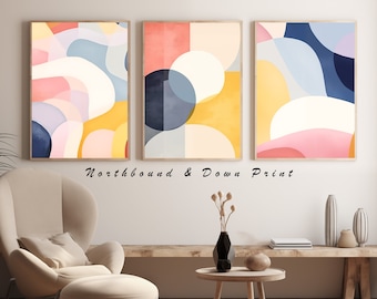 Abstract Wall Art Set: Colorful Minimalist Prints (Digital Download)