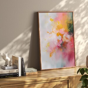 Beautiful abstract flower art | Pastel abstract art print | Modern large wall art | Soft pastel colors | Digital download