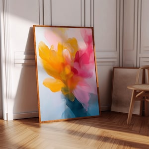 Abstract flower art | Pastel abstract art print | Modern large wall art | Soft pastel colors | Digital download