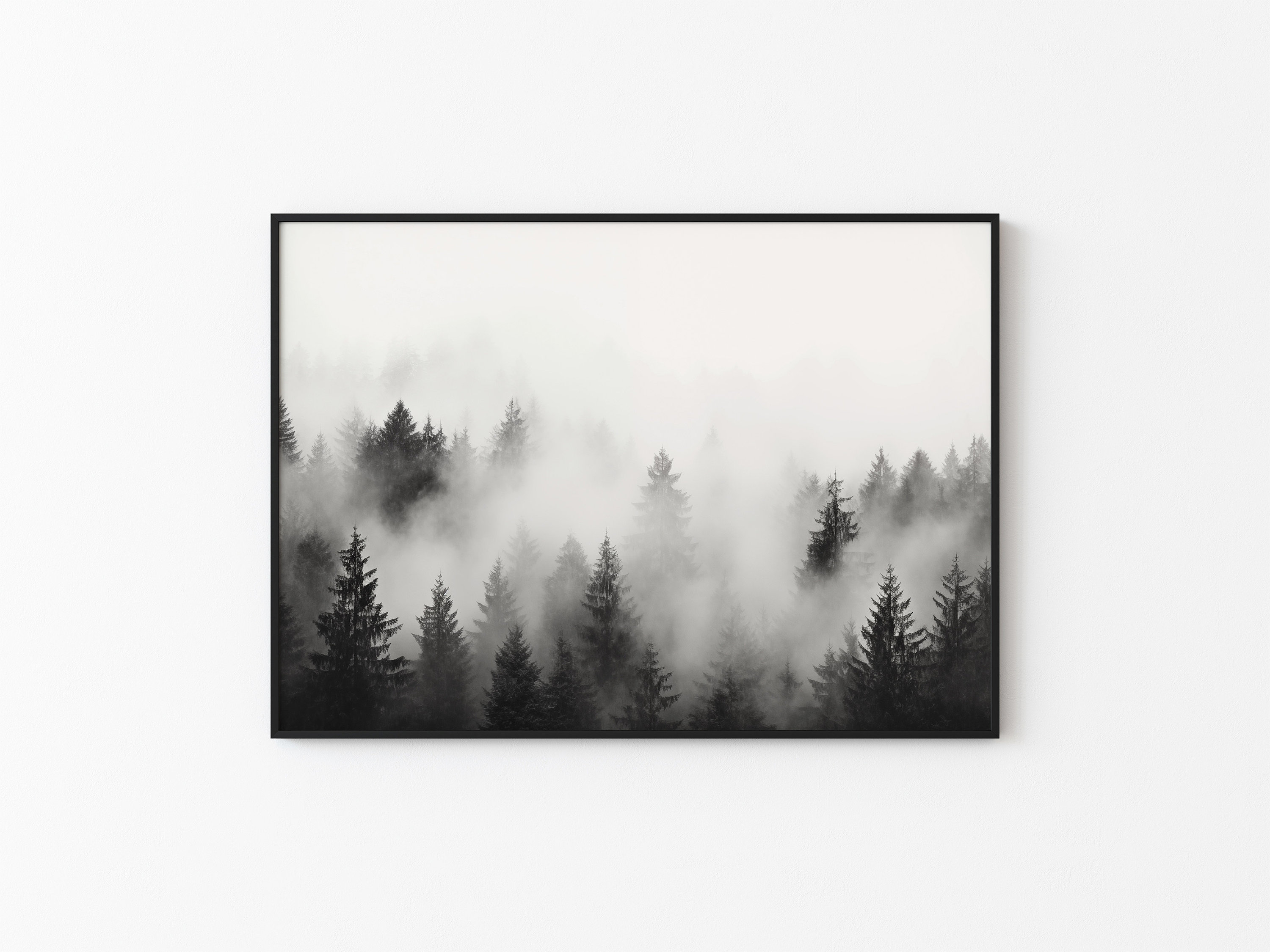 Misty Forest and Mountain Print | Set of 2 | Mountain Wall Art | Foggy ...