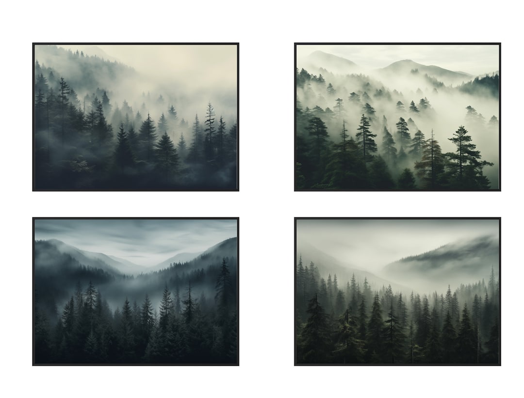 Misty Forest Prints Set | Foggy Nature Wall Art (digital Download) - Etsy