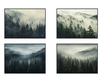 Misty Forest Prints Set | Foggy Nature Wall Art (Digital Download)