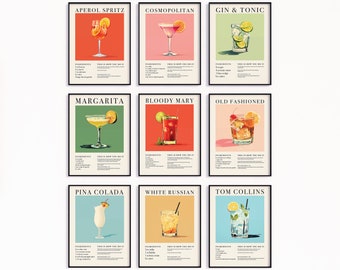 Retro Cocktail Prints: Classic Cocktails Poster Set (Digital Download)