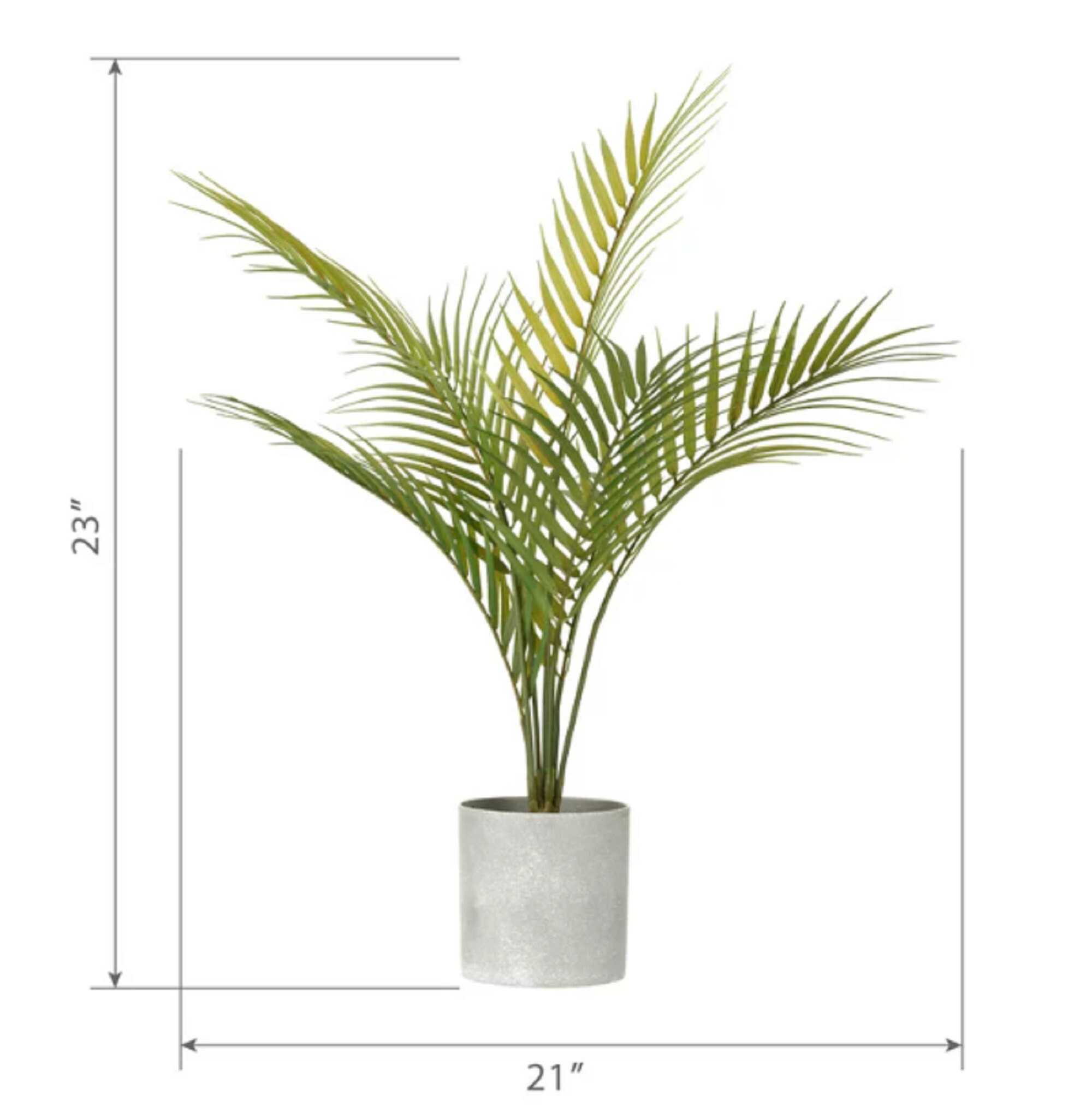 Gray Planter Pot With Artificial Palm Tree Plant GradeZOO
