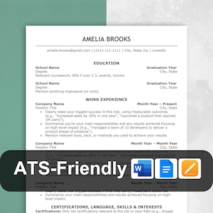 Minimalist Resume, Resume Template, Resume, Modern Resume, CV Template, CV, Clean Resume, ATS Resume, Professional Resume Template for Word