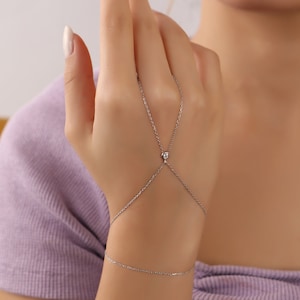 Finger Armband Sklave Armband - Silber Minimal Hand Kette, Elegantes Accessoire für Boho Chic Stil, Perfektes Geschenk für Sie