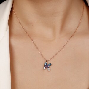 Delicate silver Necklace,colorful  zircon stone necklace,letter &#39;K&#39; necklace,gift for women,Charm Necklace,valentine&#39;s gift,handmade silver