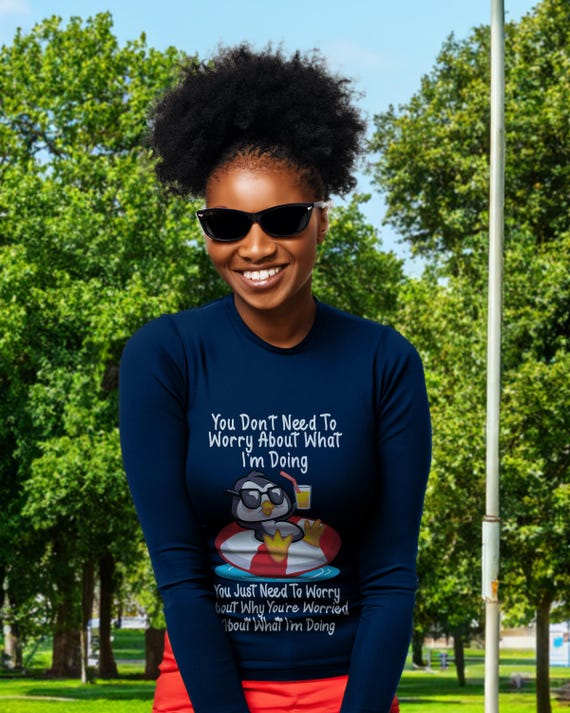 Penguin Chill Relaxation T-Shirt Funny Cocktail Shirt, Humorous Graphic Tee Sarcastic Ultra Cotton Long Sleeve Tee