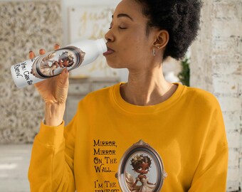 Cute Black Betty Boop-Inspired Glam Girl, Mirror, Mirror Quote Humorous, Fabulous Statement Graphic T-shirt Ultra Cotton Long Sleeve Tee