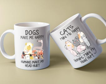 Humorous Graphic Fun Cats Coffee Mug Trendy Pet Tea Cup Sarcastic Ceramic Mug (11oz, 15oz)