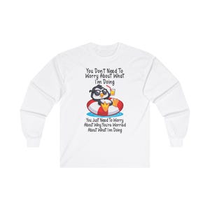 Penguin Chill Relaxation T-Shirt Funny Cocktail Shirt, Humorous Graphic Tee Sarcastic Ultra Cotton Long Sleeve Tee image 4