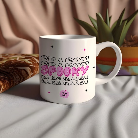 Spooky Season Mug, Cute Spooky Mug, Pumpkin Mug, Halloween Mug, Spooky Season, Pink Fall Vibes, Coffee Cup, Gifts For Her