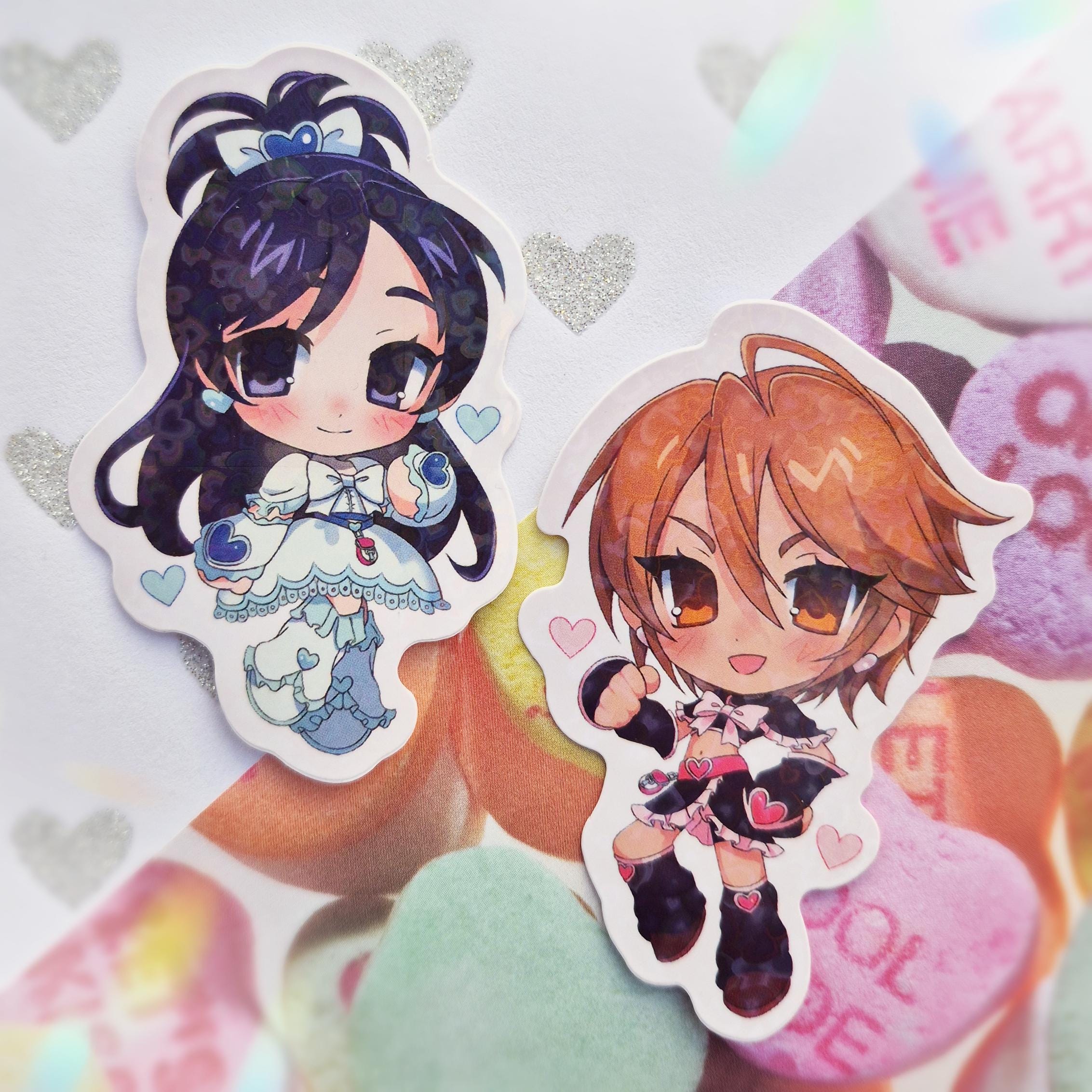 Futari Wa Pretty Cure Black & Cure White Holographic Stickers