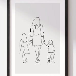 母と子供の絵、母と子供のパーソナライズされたプリント、母と子供のカスタムプリント、お母さんのためのパーソナライズされたプリント、お母さんのアート