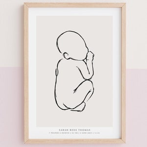 Baby Girl Print, Personalised Nursery Print, Baby Name Print, New Baby Gift, Girl Nursery Art, Custom Birth Gift, Personalised Baby Print